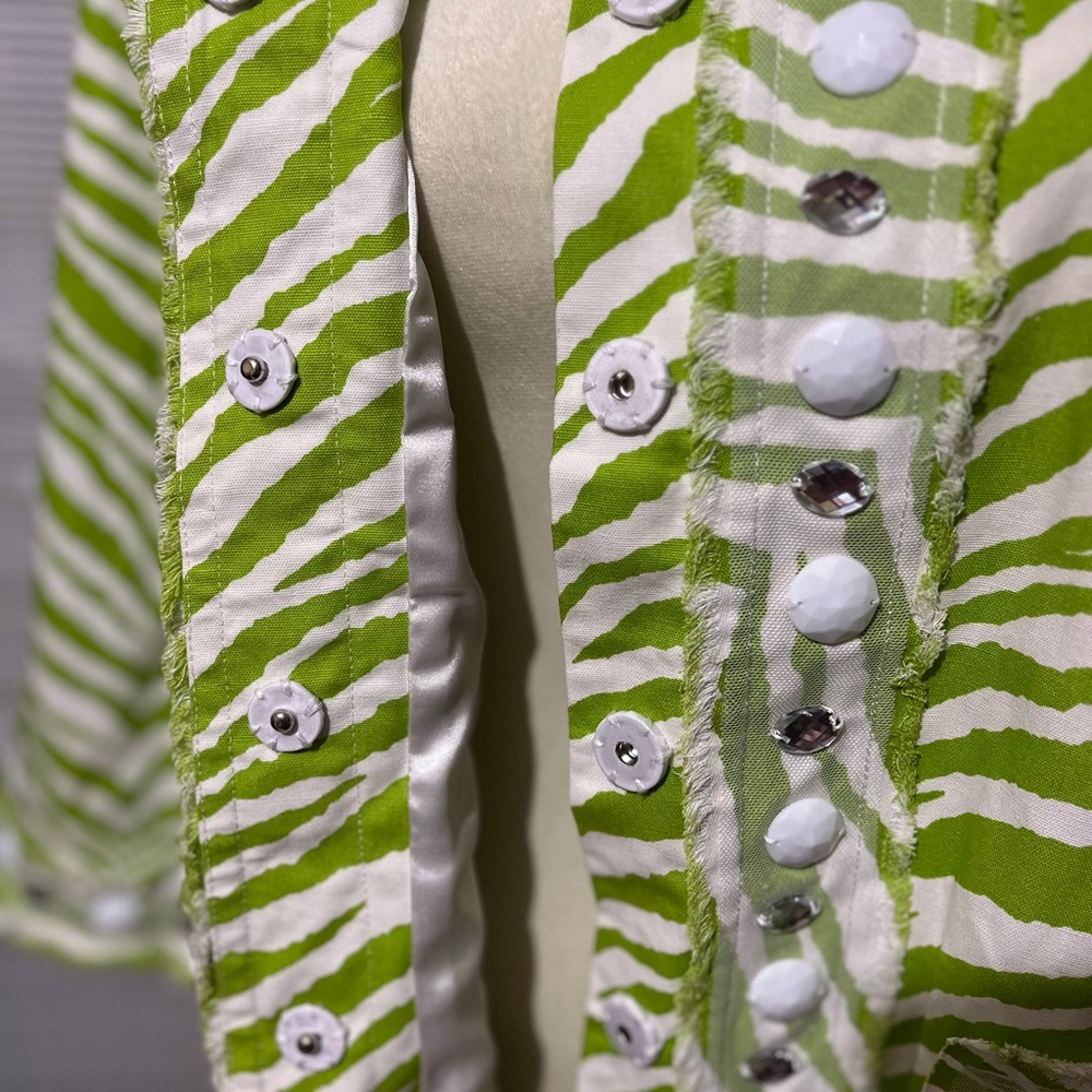 Berek Size Xl Lime Green & White Zebra Cotton Bea… - image 4